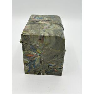 Vintage 1950s Plastic Resin Marbled Recipe Box Art Deco Style Masculine Gift